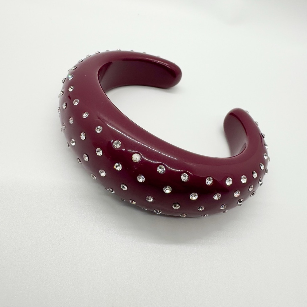 Burgundy Wine Red cuff bracelet with rhinestone